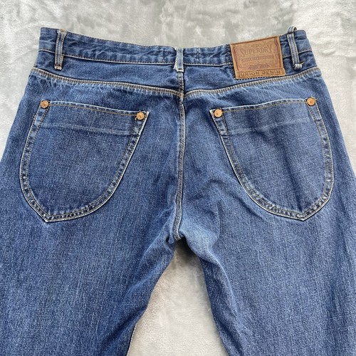 SUPERDRY jeans mens size 36x32 Officer Selvedge denim button fly 5 pocket cotton - Picture 17 of 20