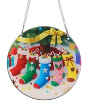 Sun Catchers Indoor Window for Christmas - Santa Claus Christmas Stockings