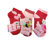 6pr Girls Valentine Ankle Socks 6prs 6-8.5