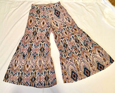 Jade by Johnny Was Palazzo Pants Wide Tiered Leg Boho Women's Medium 100 Silk