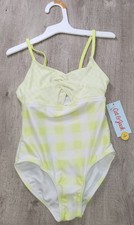 Cat  Jack Girl's Light Green Gingham Bathing Suit Swimsuit Size S Small 6 7 NWT