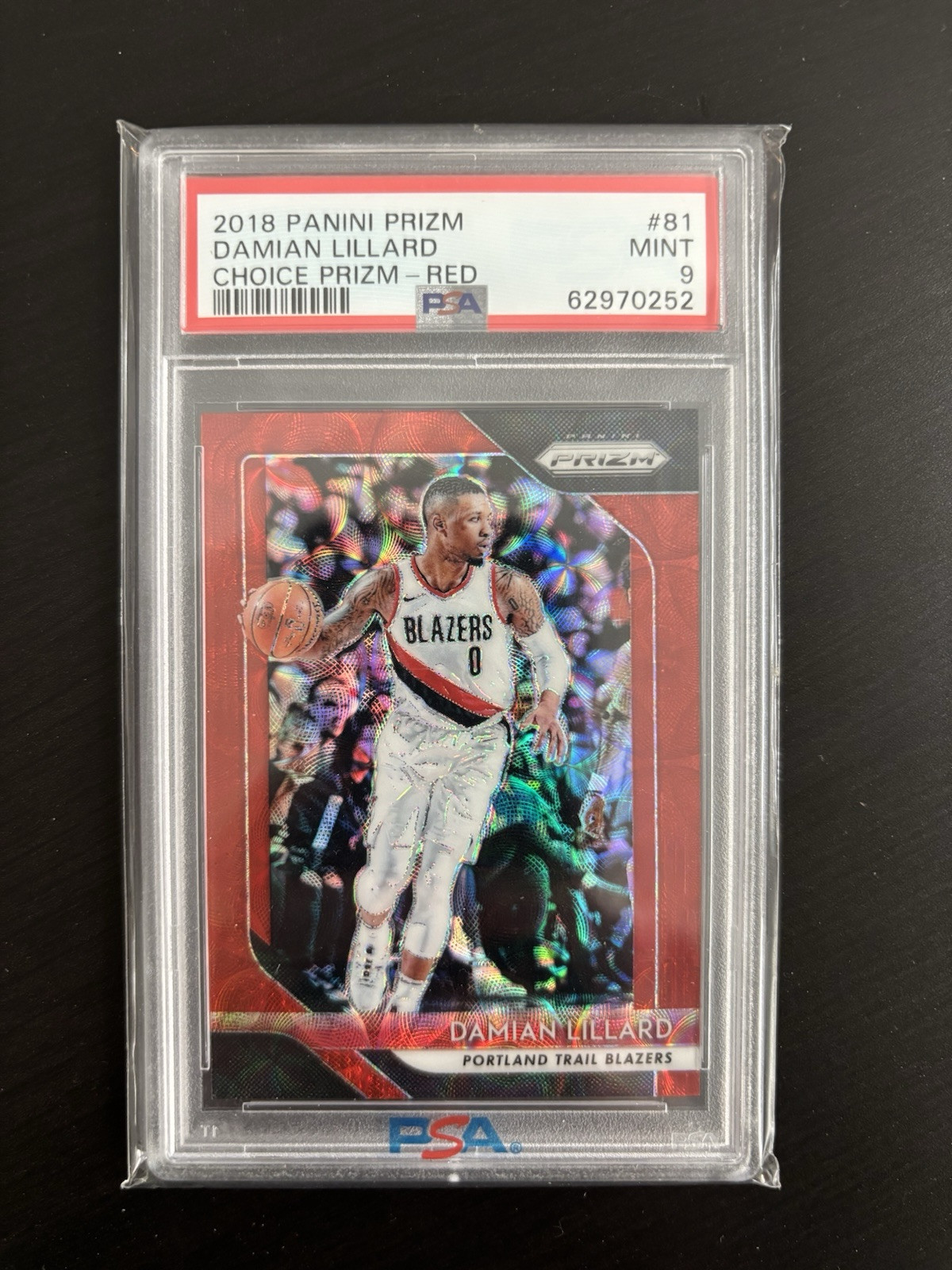 Damian Lillard 2018-19 Panini Prizm - Choice Red Prizm #81 /88 Blazers Bucks