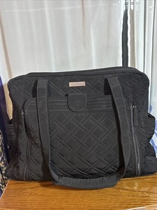 Vera Bradley “Stroll Around / “Make a Change Baby” Black Microfiber Diaper Bag