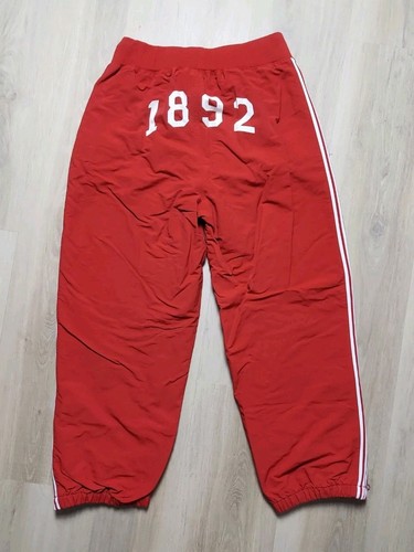 Vintage Abercrombie & Fitch Red Lined Track Pant Joggers Nylon Baggy Y2K Large - Picture 12 of 13