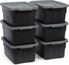 6-Pack Heavy Duty Durable 3 GAL Totes for Storage with Snap Lids and Handles, Pl