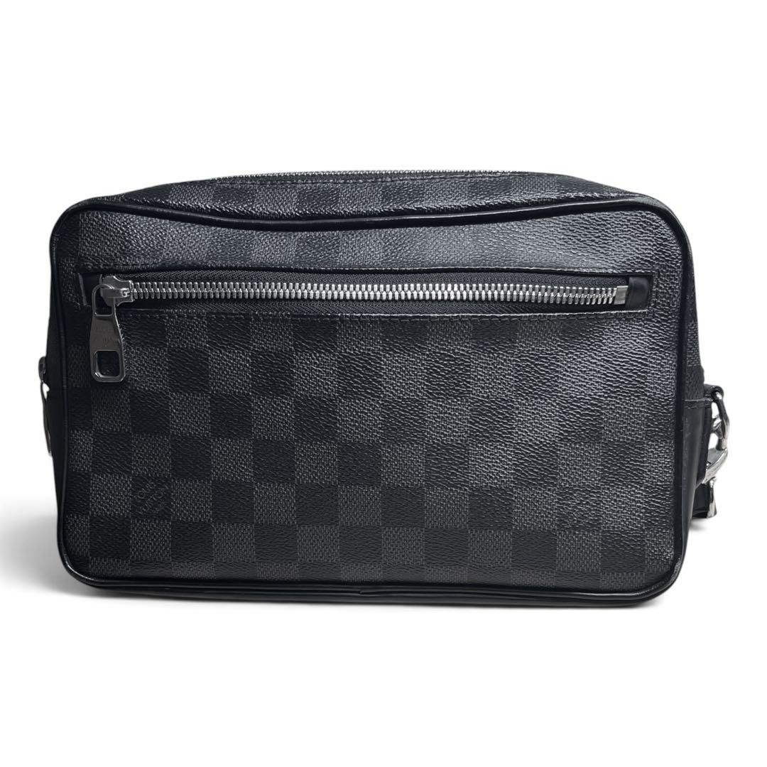 Louis Vuitton Pochette Kasai N41664 Damier Graphite Clutch Bag Black 2