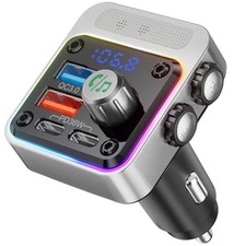 Nulaxy 54W Bluetooth 5.3 Car Adapter, FM Transmitter 4-Port Fast Charging