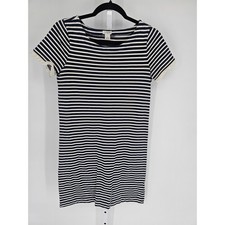 J Crew Womens Sz XS Short Sleeve Knee Length Shirt Dress Black White Striped