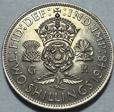 GREAT BRITAIN George VI - Florin 1948- Km-865 - Br. UNCIRCULATED - FREE USA S&H!