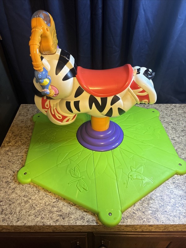Vintage Fisher-Price Zebra Go Baby Bounce & Spin Ride-On with Lights/Sounds