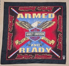 Vintage Harley Davidson Bandana Scarf "Armed and Ready" Eagle 22" x 22"