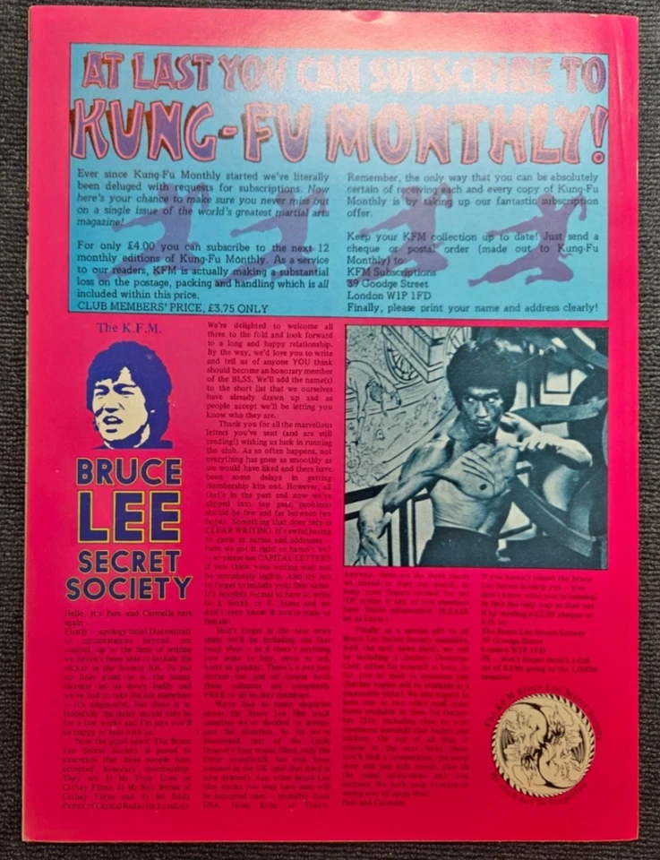 Kung Fu Monthly Magazine, Number 24. Fist of Fury Bruce Lee. Lot026 - Image 2 of 2