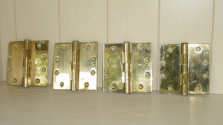 Lot Of 4 Pella Door Hinges # F179 Polished Brass 4.5"x4.5" Heavy Duty