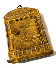 ANTIQUE DOLL'S HOUSE GILDED METAL WALL CUPBOARD 1:12 SCALE