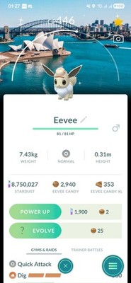 Shiny Eevee ( Explorer Hat ) ( Sydney Safari Zone ) Pokemon Tr@de Go