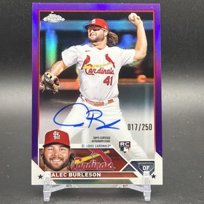Alec Burleson 2023 Topps Chrome Purple Refractor /250 Auto RC Cardinals RA-AB