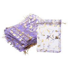 100 Pcs Sacs Organza Coeur 4x6" Violet