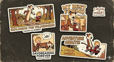 4 Calvin And Hobbs Retro Decal Stickers Phone Laptop 