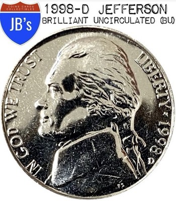 1998-D Jefferson Nickel 5c - BRILLIANT UNCIRCULATED (BU)