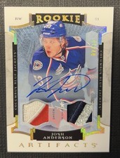 2015-16 Upper Deck Artifacts Dual Patch Auto Rookie Josh Anderson 2/15 Sick Card. rookie card picture