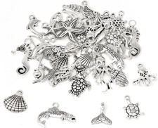 Pack of 40 Assorted DIY Ocean Fish  Sea Creatures Charms Pendants for Making Br