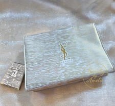 Yves Saint Laurent Beaut  Gold White Makeup Cosmetic Bag  Matching Mirror Set