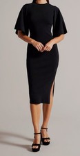 Ted Baker London Women's Black Fluted Sleeve Body-Con Sweater Dress Sz 3