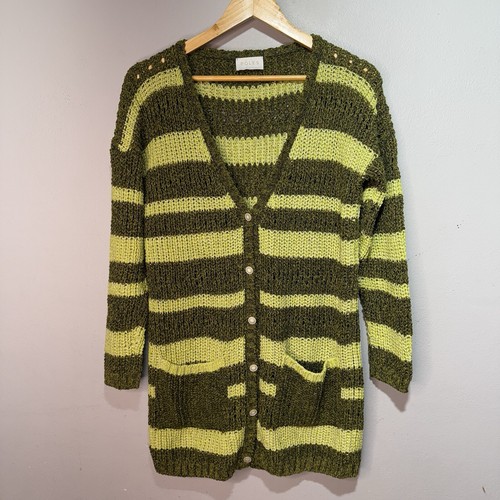 Pôles Maison Montagut Knit Cardigan Sweater Women’s Size Small Green Striped - Bild 1 von 8