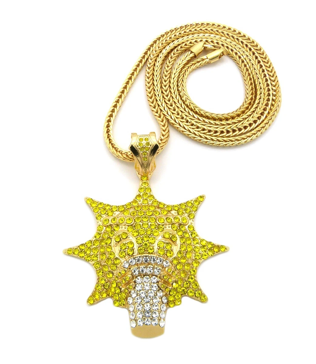 MENS GOLD PLATED CHIEF KEEF GLO GANG PENDANT W 36