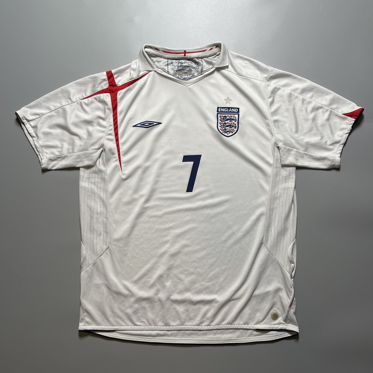 【正規品 01-03 England Home L/S Beckham #7】 England 2002 WC Home Soccer Long Sleeve Jersey BECKHAM #7