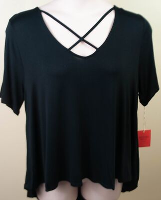 Mossimo Supply Co. Plus Size Ebony Black Criss-Cross Neckline Top XXL