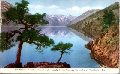 Vintage Postcard Lake Chelan in the Cascade Mountains of Washington WA      2430