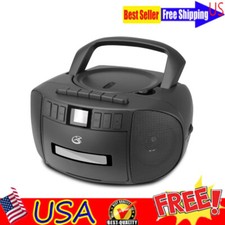 Cassette Player Auto Stop CD AM/FM Radio Boombox Carry Handle LCD Display Black