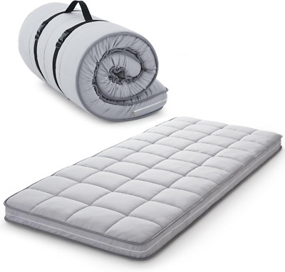 Twin Gel Memory Foam Mattress Topper, 4'' Portable Folding Sleep Pad, Washable Co
