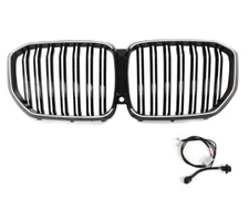 For BMW X5 G05 2019-2022 LED Mesh Grill double slats glossy black Kidney Center