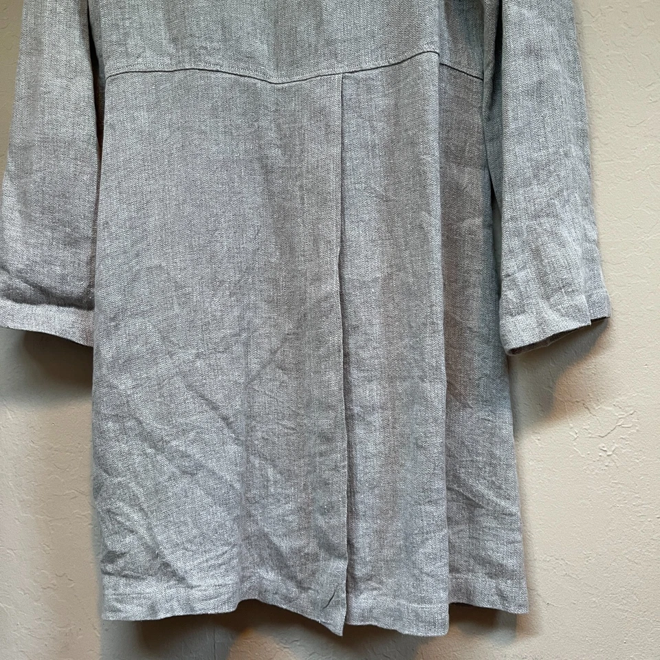 Ohm Womens Artisan Long Jacket Cardigan Small Shawl Collar Hemp Yak Down Gray - Image 3 of 4