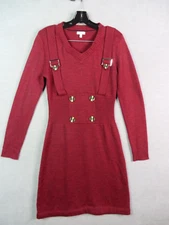 J Peterman Womens Dress S Red 100% Merino Wool Academia Suspender Preppy Fall