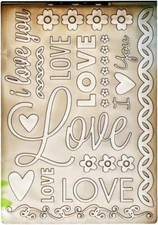 Love I Love You Flowers Heart Background Plastic Embossing Folders for Card Maki