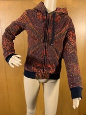 Nwt Hurley Iconic Burgundy Orange Abstract Hooded Coat Xsmall Y2k