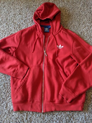 ADIDAS Men’s Track Jacket Red Full Zip Closure Old School Style Trefoil M  - Main Image