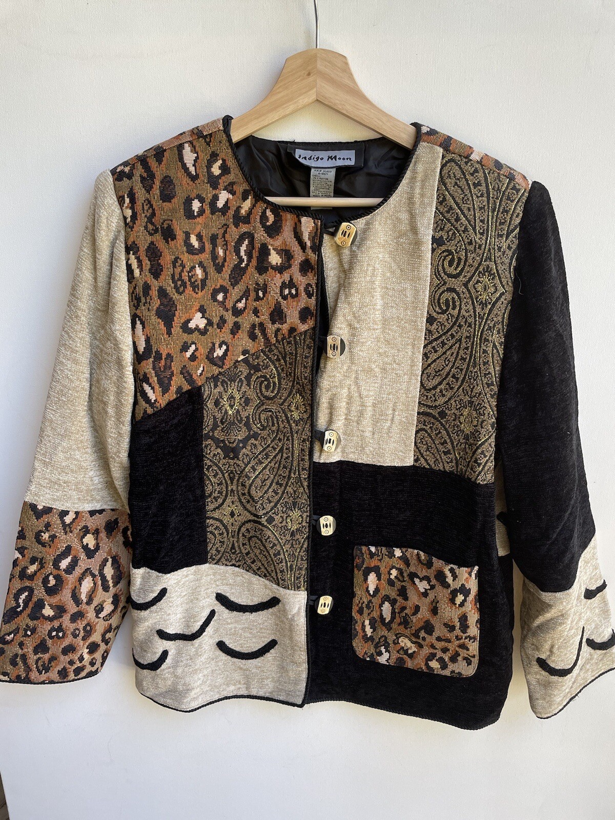 Indigo Moon Patchwork Blazer Jacket Size M - image 1