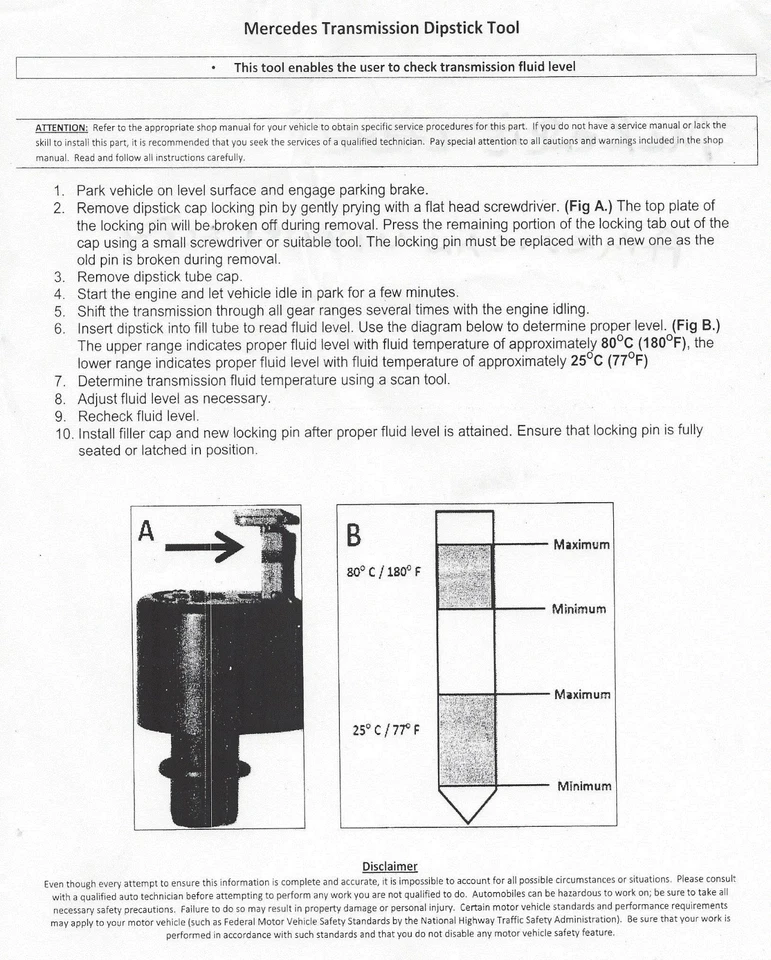 VARILLA DE MEDICIÓN NIVEL DE FLUIDO DE TRANSMISIÓN + 2 x PIN aceite automático herramienta de transmisión automática Benz Foto 2 de 2