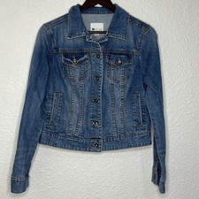 Stylus Denim Trucker Style Jacket Size Medium Classic Blue Pockets Minimalist