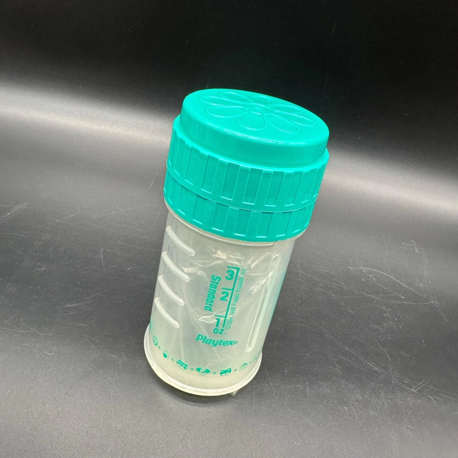 Vintage Playtex Nurser Bottle 3 Oz Teal Green Drop In Flat Nipple 1990s Y2K