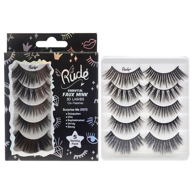 Essential Faux Mink 3D Lashes - Surprise Me by Rude Cosmetics for Women - 5 Pair