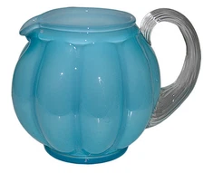 Fenton Blue Overlay #192 - 6" Squat Jug / Pitcher
