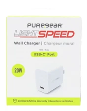 PureGear Light Speed 20W USB-C Port Universal Fast Wall Charger White NEW