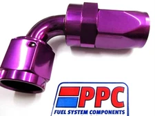 12 an 90 Degree Swivel Hose End Show Polished Purple anodized alum    