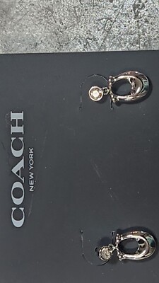 Coach Signature C Stud Earrings Rhinestone New On Card Sparkling ...