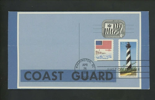 Ranto Cachet US FDC #2471 on UX52 w/ 1891 Lighthouse Coast Guard 1990